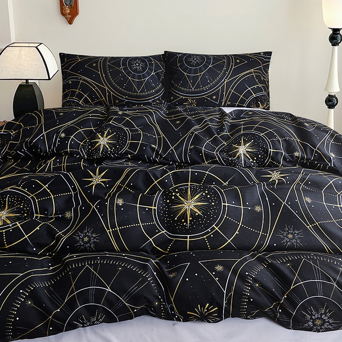 91家纺网 家纺一手货源 找家纺 柏钧家纺 2026豹纹田园风外贸跨境电商热销款印花套件系列--单品被套被套单件 行星