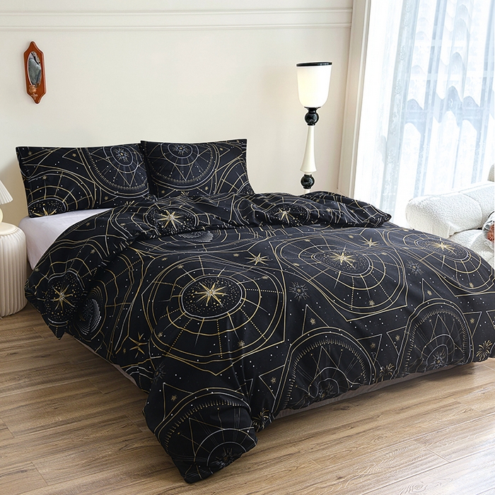 91家纺网 家纺一手货源 找家纺 柏钧家纺 2026豹纹田园风外贸跨境电商热销款印花套件系列--单品被套被套单件 行星