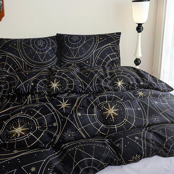 91家纺网 家纺一手货源 找家纺 柏钧家纺 2026豹纹田园风外贸跨境电商热销款印花套件系列--单品被套被套单件 行星