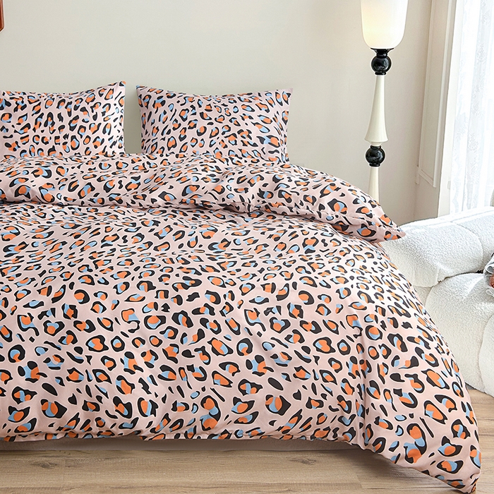 91家纺网 家纺一手货源 找家纺 柏钧家纺 2026豹纹田园风外贸跨境电商热销款印花套件系列--单品被套被套单件 粉红豹