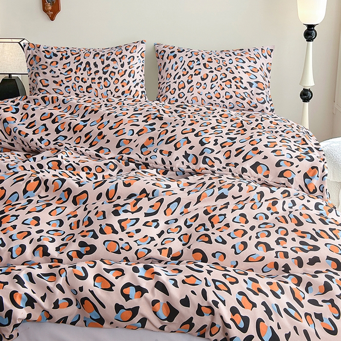 91家纺网 家纺一手货源 找家纺 柏钧家纺 2026豹纹田园风外贸跨境电商热销款印花套件系列--单品被套被套单件 粉红豹