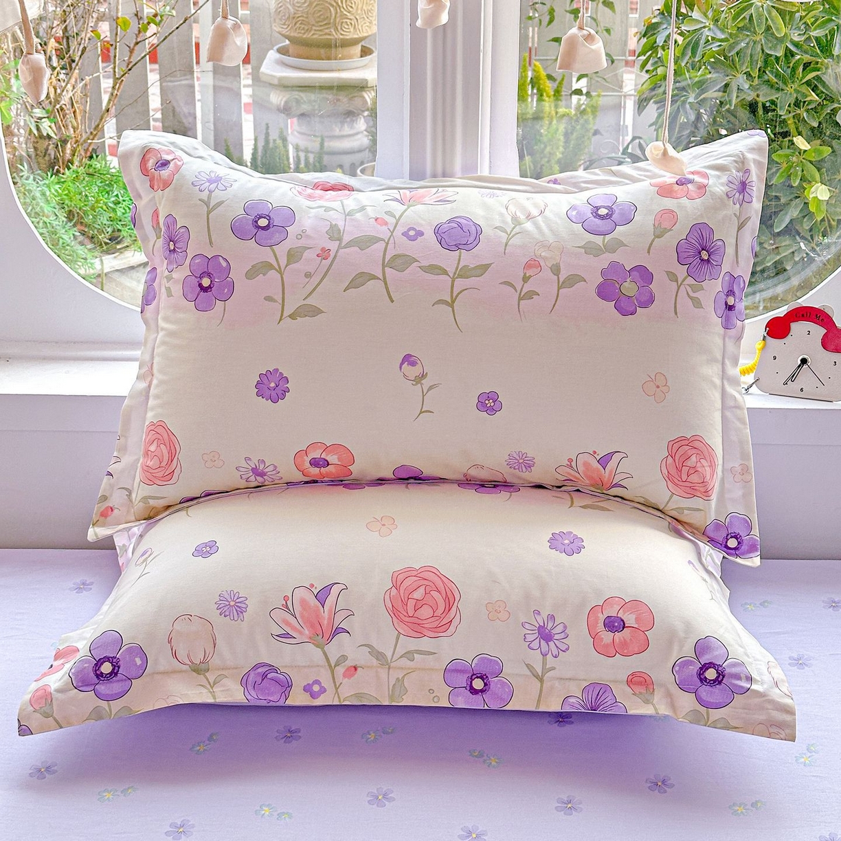 91家纺网 家纺一手货源 找家纺 恩泽家纺 2026新款13372ins全棉印花四件套单品系列-单枕套 樱雪