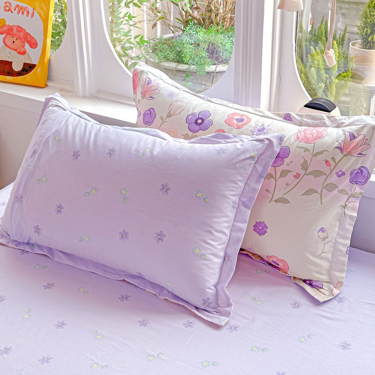 91家纺网 家纺一手货源 找家纺 恩泽家纺 2026新款13372ins全棉印花四件套单品系列-单枕套 樱雪