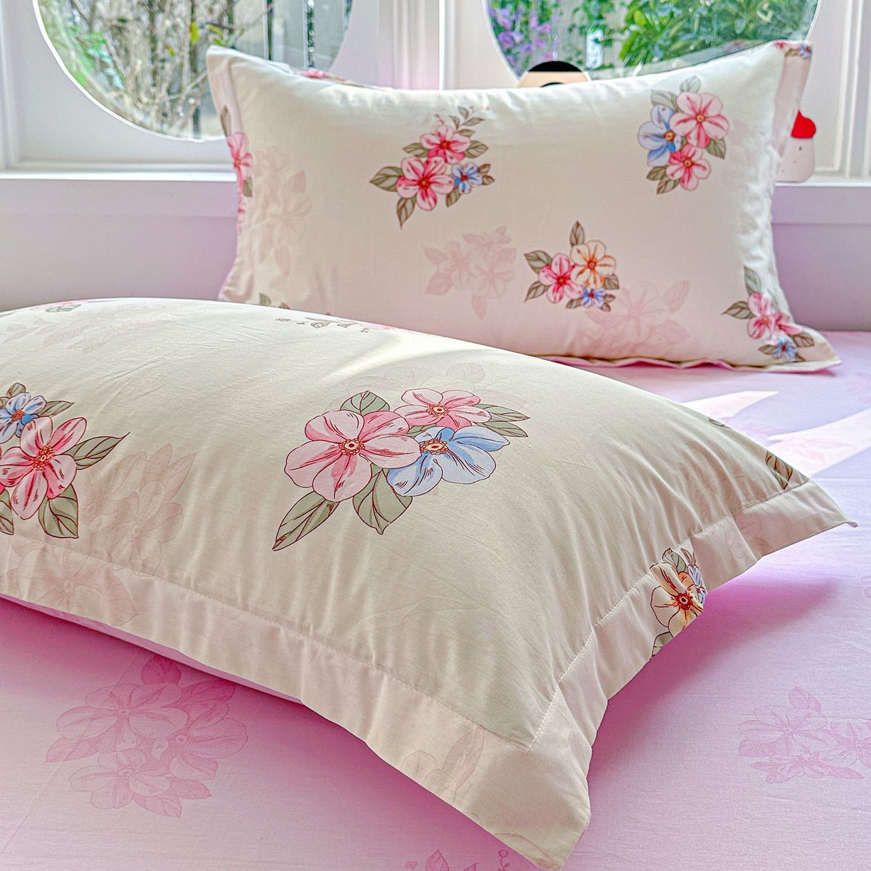 91家纺网 家纺一手货源 找家纺 恩泽家纺 2026新款13372ins全棉印花四件套单品系列-单枕套 玉兰芬芳