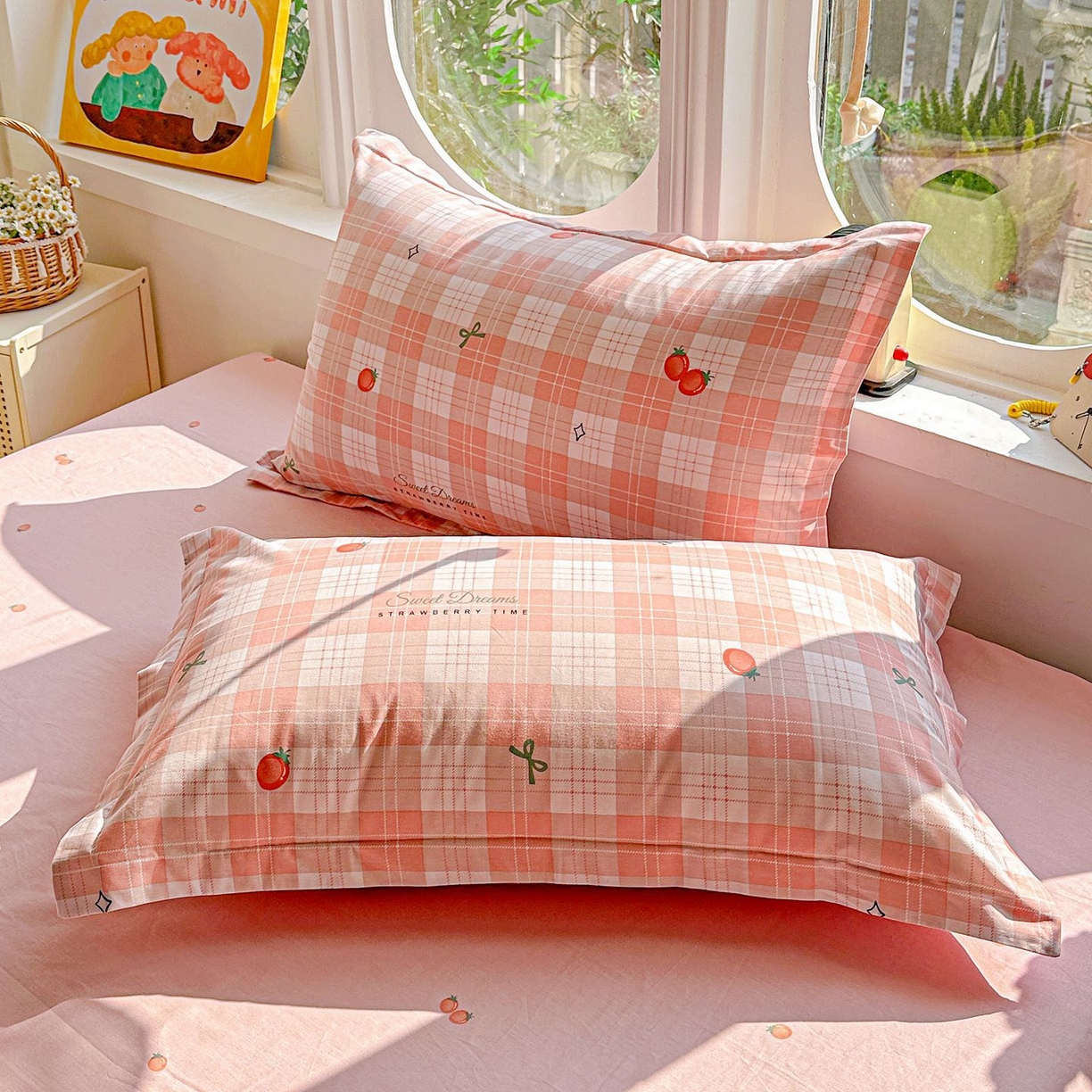 恩泽家纺 2026新款13372ins全棉印花四件套单品系列-单枕套 早安