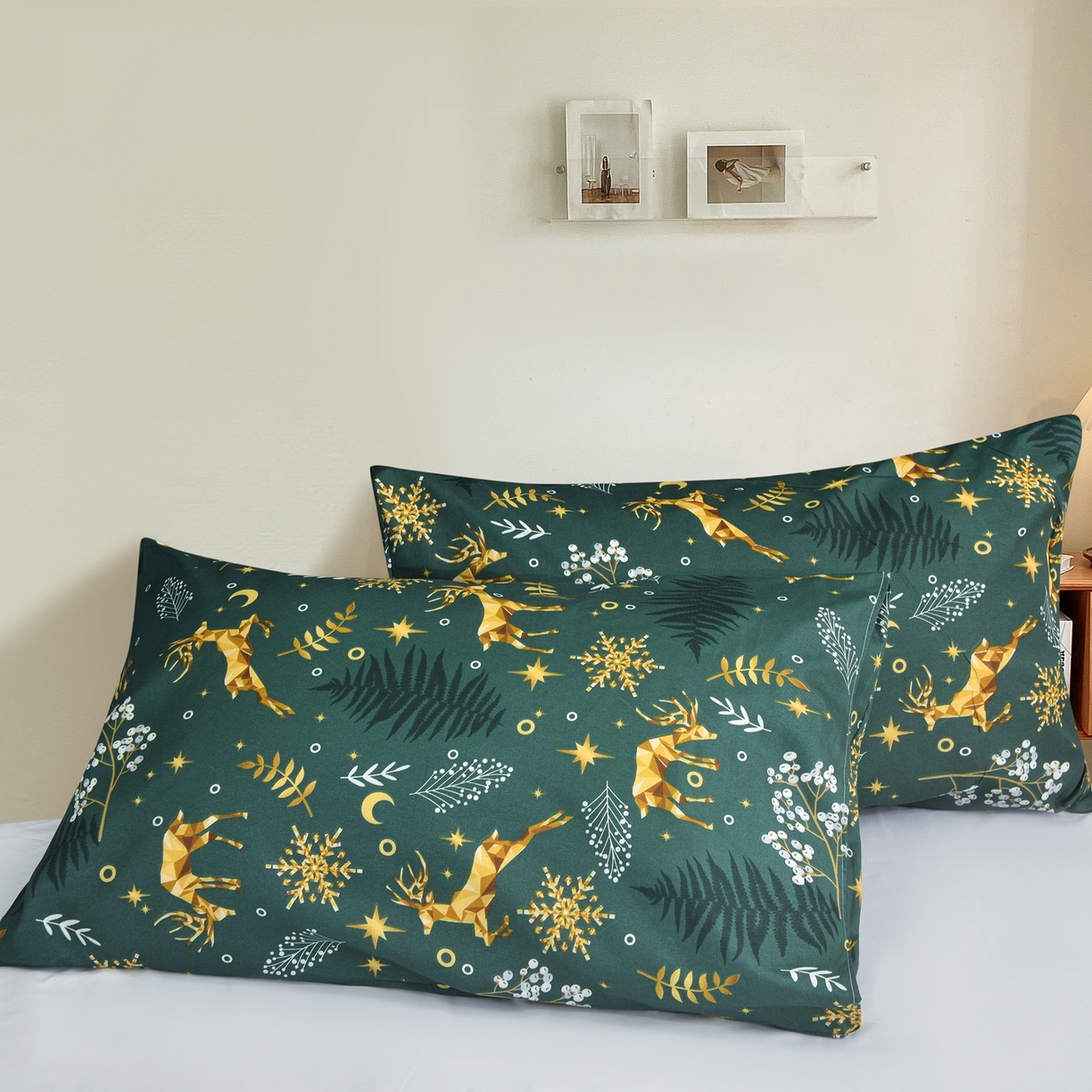 91家纺网 家纺一手货源 找家纺 柏钧家纺 2026圣诞新款专供外贸跨境电商热销款印花套件系列--单品被套被套单件 麋鹿绿