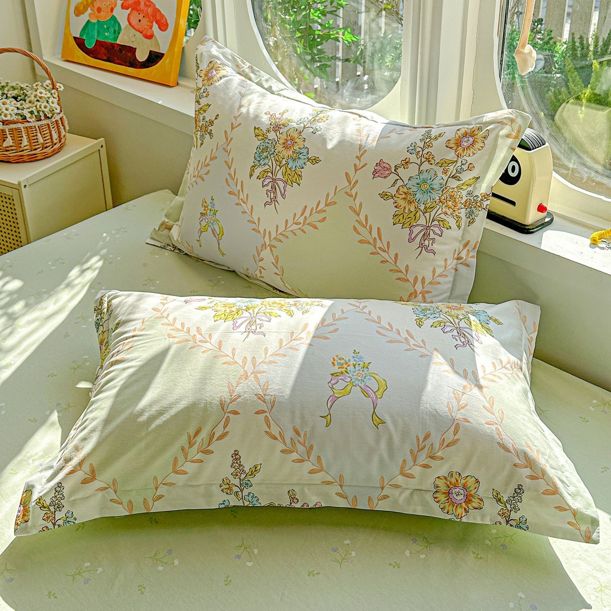 恩泽家纺 2026新款13372ins全棉印花四件套单品系列-单枕套 芷妍