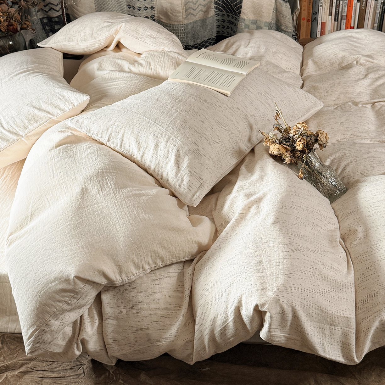 91家纺网 家纺一手货源 找家纺 （总）澳萝拉 2026新款色织提花棉麻四件套