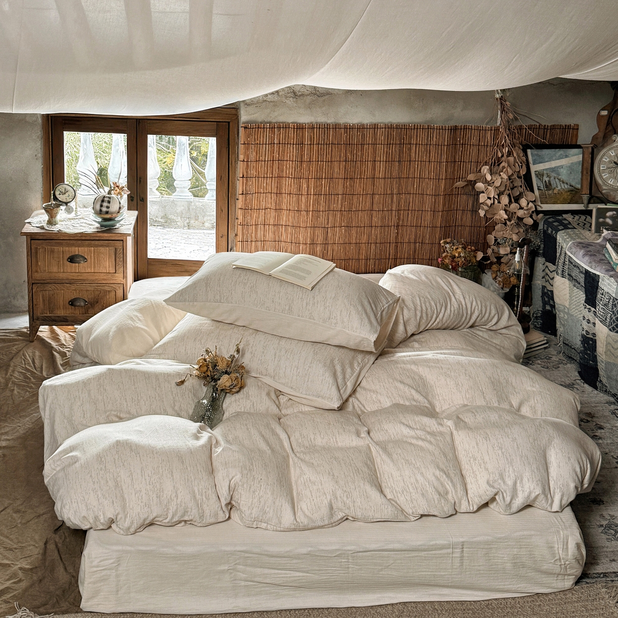 91家纺网 家纺一手货源 找家纺 （总）澳萝拉 2026新款色织提花棉麻四件套