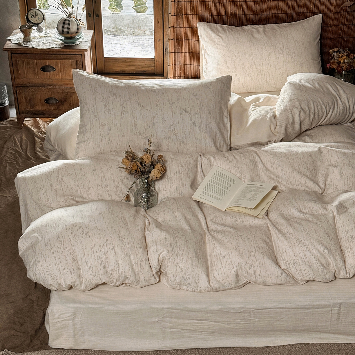 澳萝拉 2026新款色织提花棉麻四件套 流年