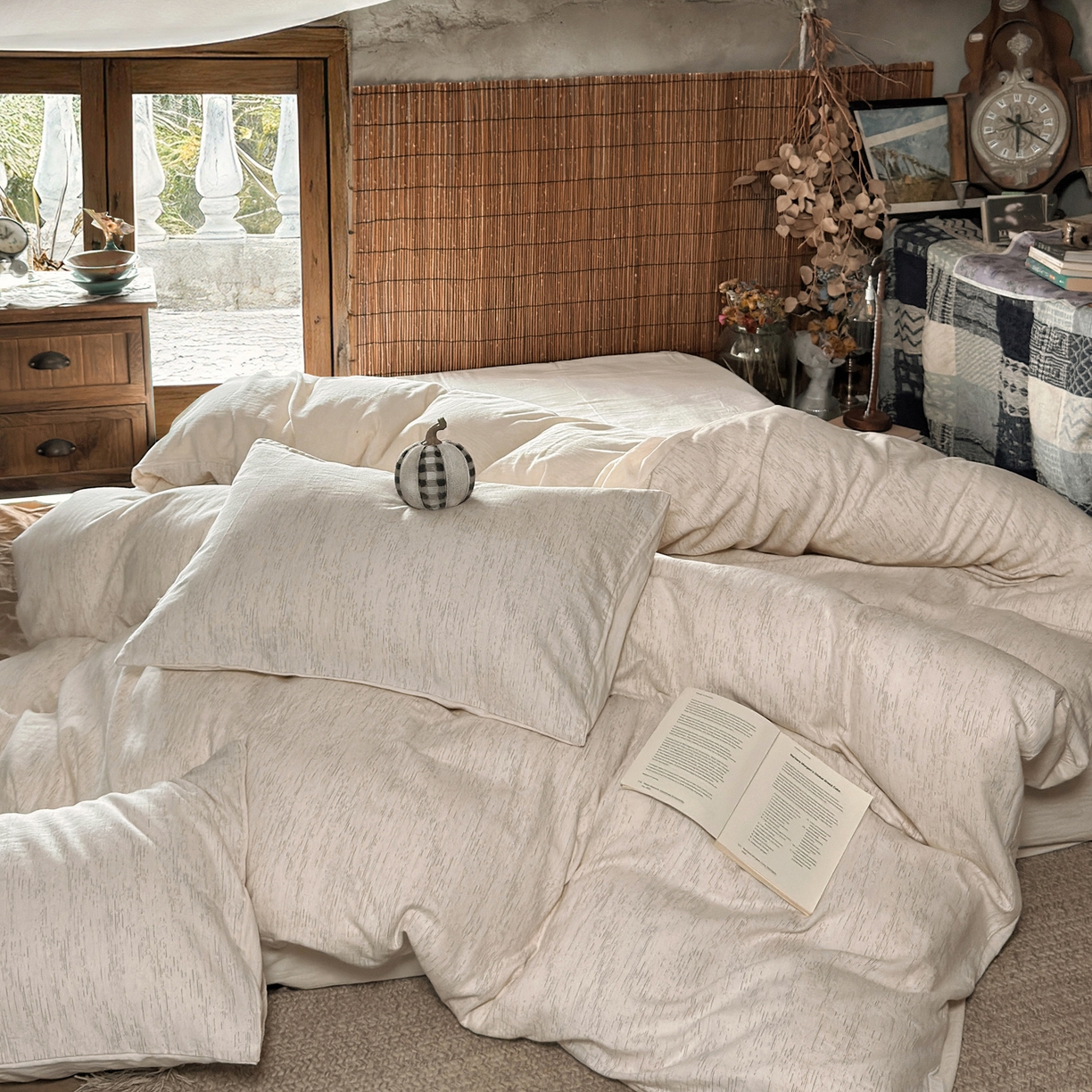 91家纺网 家纺一手货源 找家纺 （总）澳萝拉 2026新款色织提花棉麻四件套