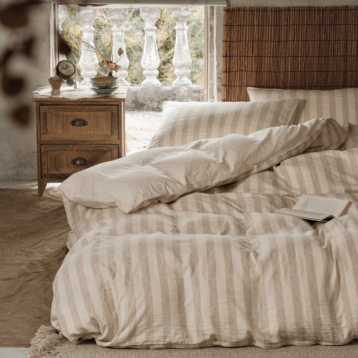 澳萝拉 2026新款色织提花棉麻四件套 秘境