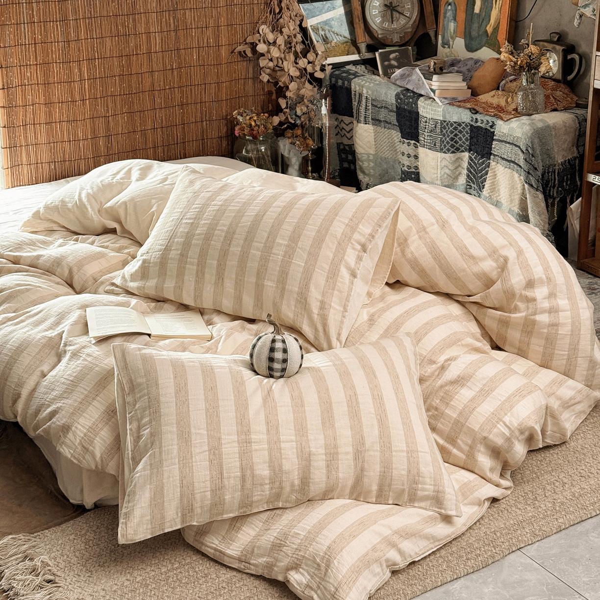 91家纺网 家纺一手货源 找家纺 澳萝拉 2026新款色织提花棉麻四件套 秘境