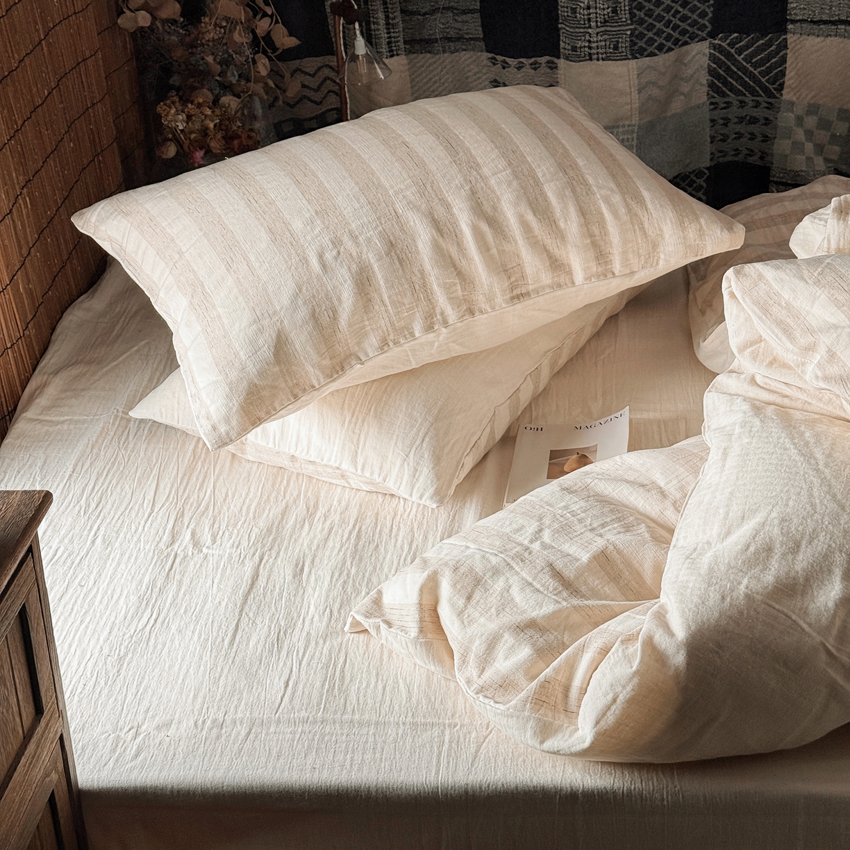 91家纺网 家纺一手货源 找家纺 澳萝拉 2026新款色织提花棉麻四件套 秘境