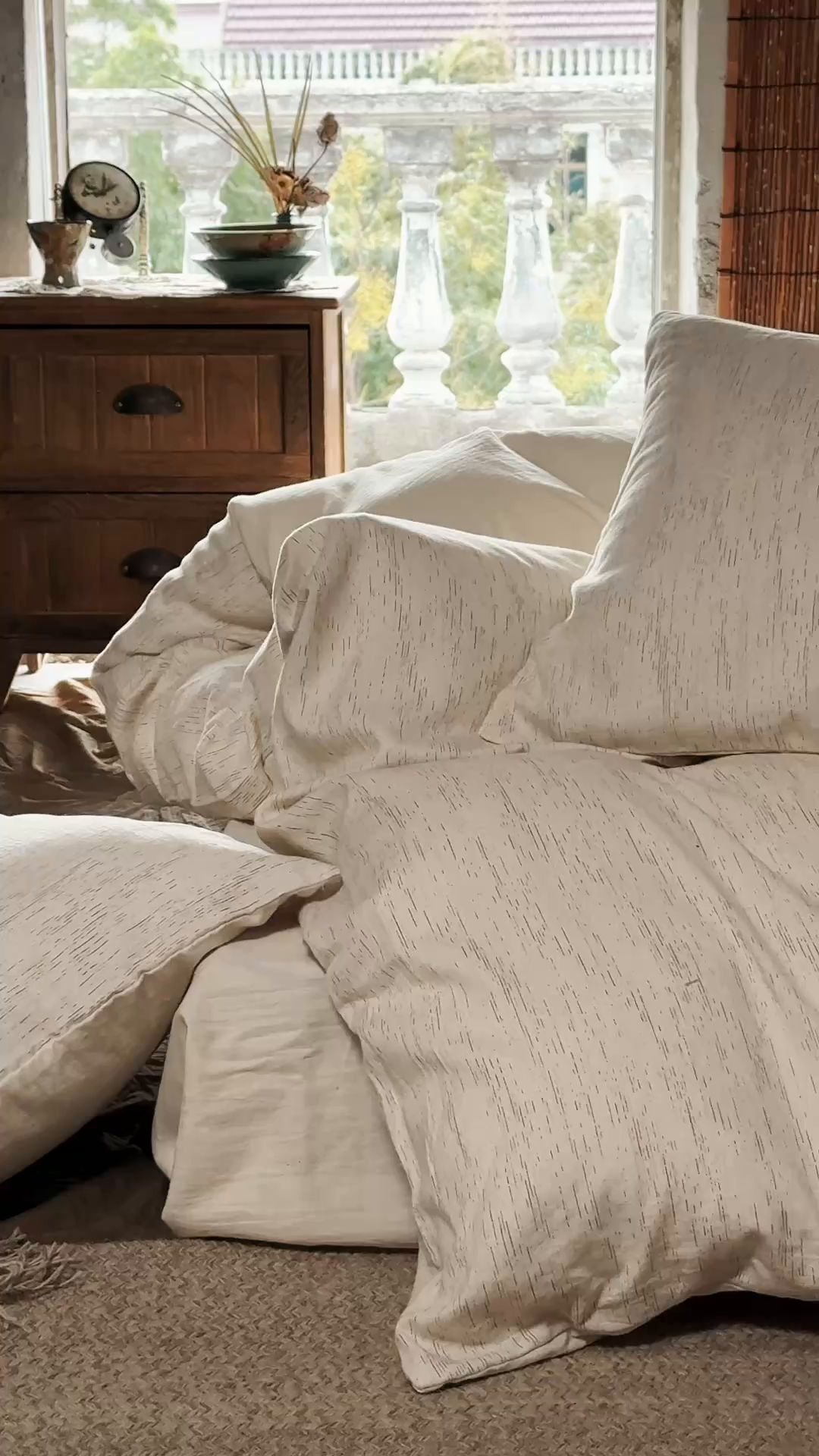 91家纺网 家纺一手货源 找家纺 澳萝拉 2026新款色织提花棉麻四件套 流年