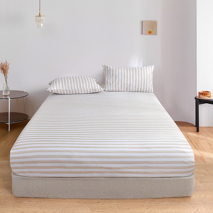 （总）柏钧家纺 2025新款跨境外贸日式无印风单层条纹单品床笠