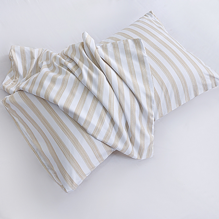 91家纺网 家纺一手货源 找家纺 （总）柏钧家纺 2025新款跨境外贸日式无印风单层条纹单品床笠