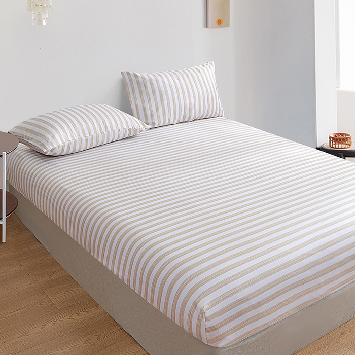 91家纺网 家纺一手货源 找家纺 （总）柏钧家纺 2025新款跨境外贸日式无印风单层条纹单品床笠