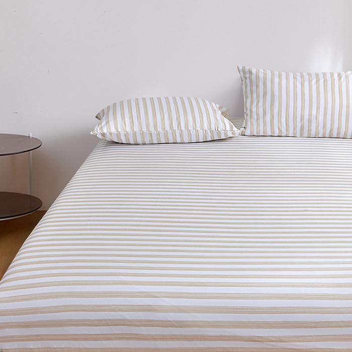 91家纺网 家纺一手货源 找家纺 （总）柏钧家纺 2025新款跨境外贸日式无印风单层条纹单品床笠