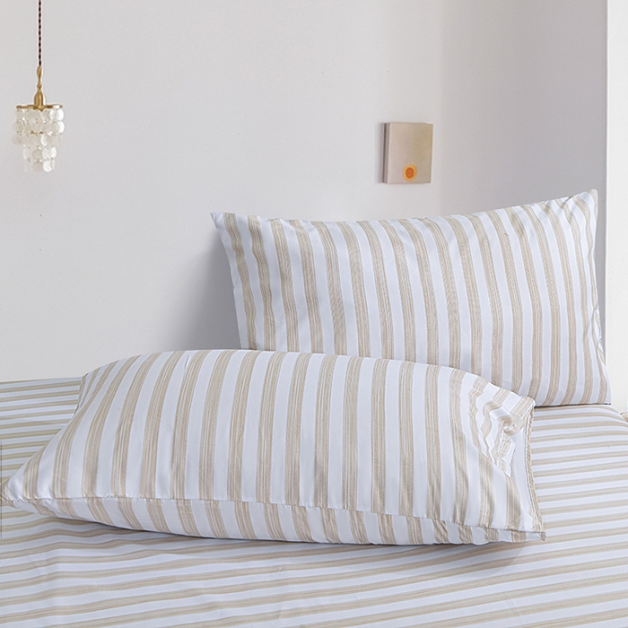 91家纺网 家纺一手货源 找家纺 （总）柏钧家纺 2025新款跨境外贸日式无印风单层条纹单品床笠