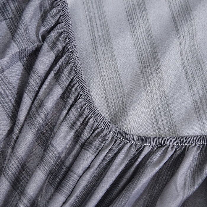 91家纺网 家纺一手货源 找家纺 柏钧家纺 2025新款跨境外贸日式无印风单层条纹单品床笠 灰