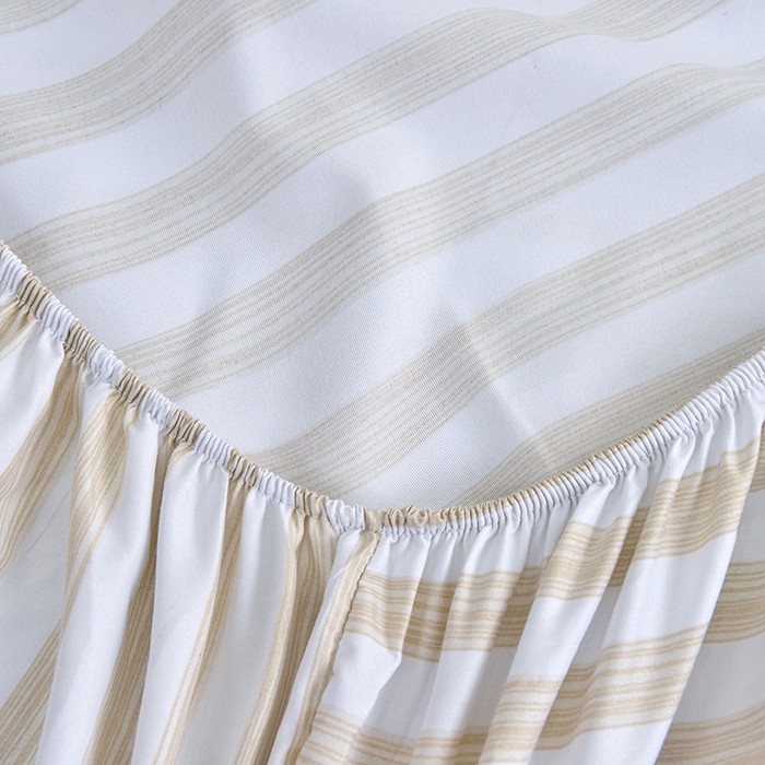 91家纺网 家纺一手货源 找家纺 柏钧家纺 2025新款跨境外贸日式无印风单层条纹单品床笠 白