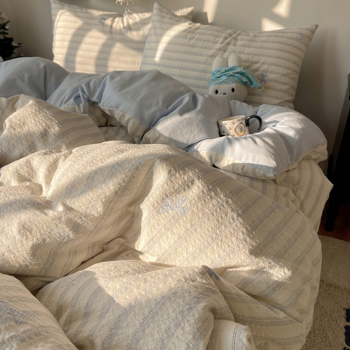 91家纺网 家纺一手货源 找家纺 （总）沐芷 2026 高克重110g泡芙棉四件套A类床上用品被套宿舍床单三件套【提供买家秀】