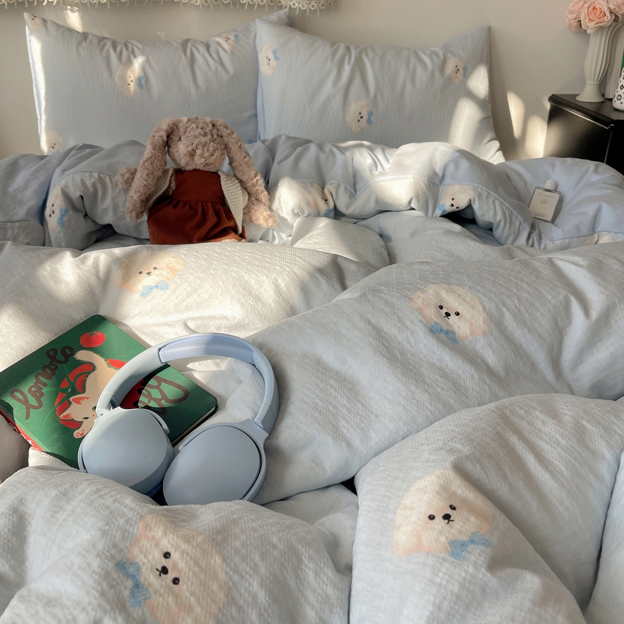 91家纺网 家纺一手货源 找家纺 沐芷 2026 高克重110g泡芙棉四件套A类床上用品被套宿舍床单三件套【提供买家秀】 绅士小狗