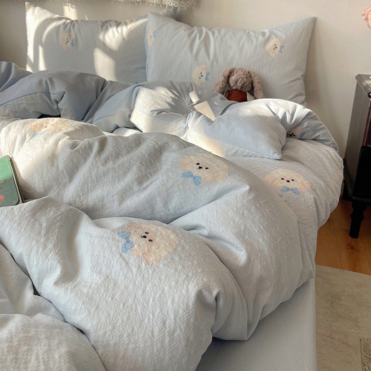 91家纺网 家纺一手货源 找家纺 沐芷 2026 高克重110g泡芙棉四件套A类床上用品被套宿舍床单三件套【提供买家秀】 绅士小狗