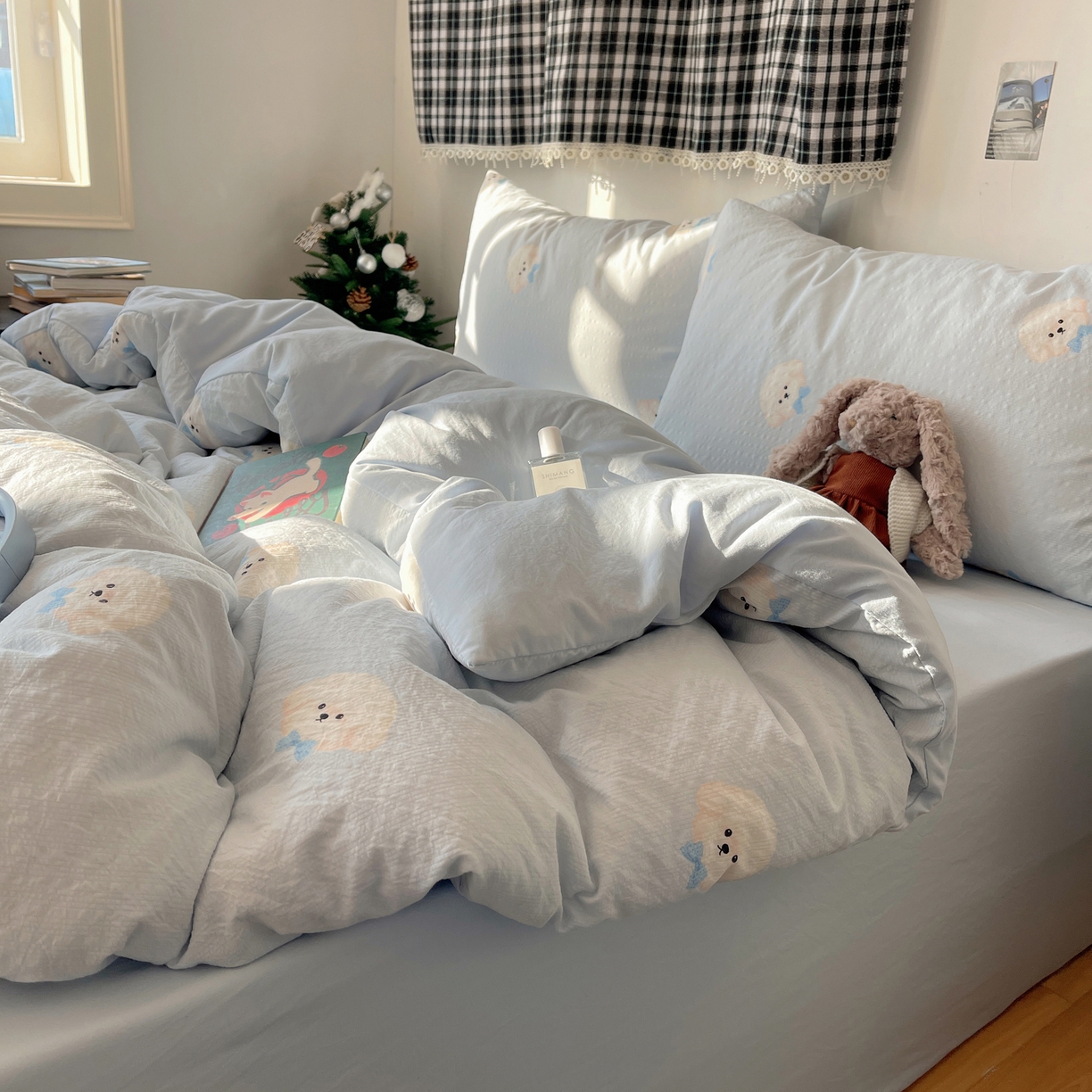 91家纺网 家纺一手货源 找家纺 沐芷 2026 高克重110g泡芙棉四件套A类床上用品被套宿舍床单三件套【提供买家秀】 绅士小狗