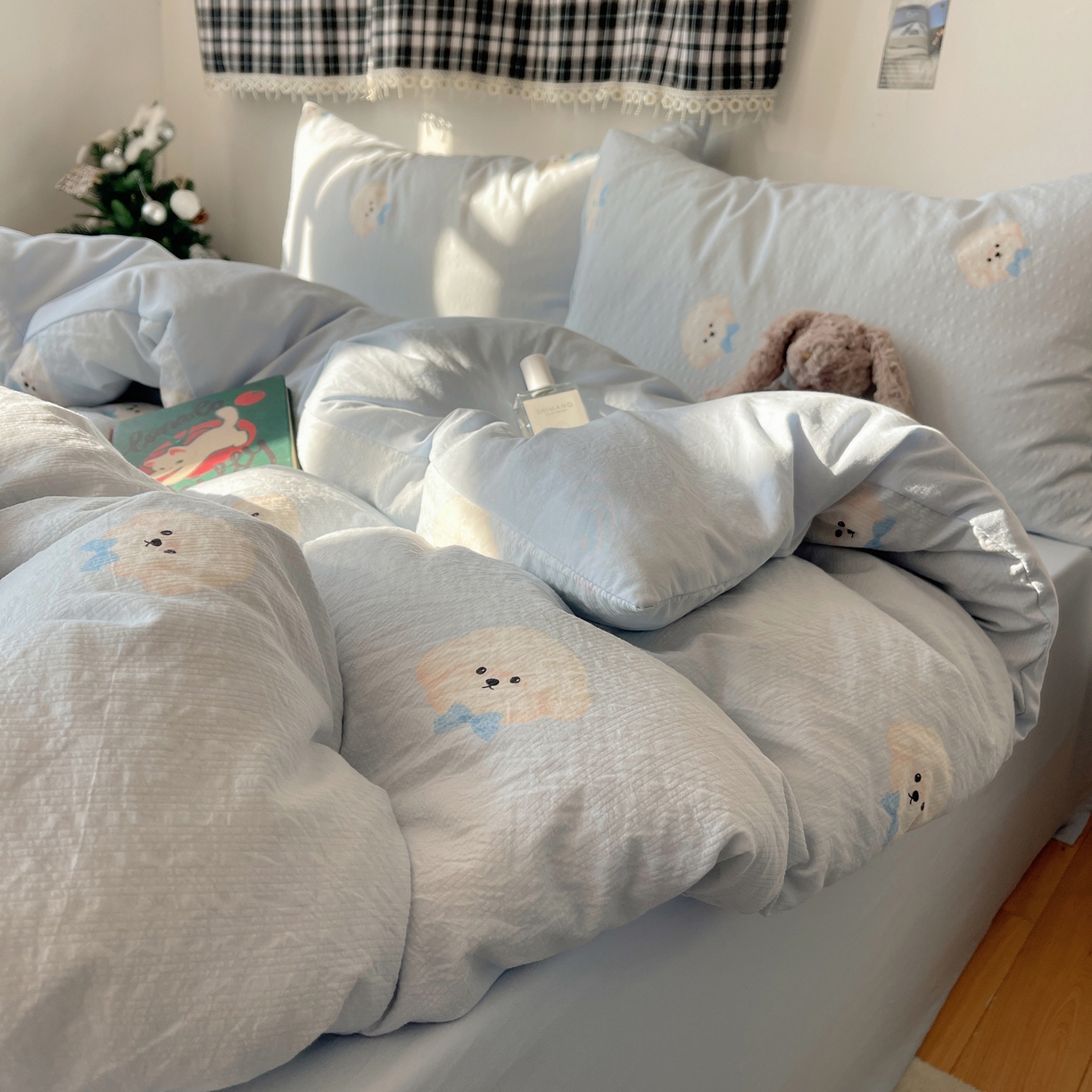 91家纺网 家纺一手货源 找家纺 沐芷 2026 高克重110g泡芙棉四件套A类床上用品被套宿舍床单三件套【提供买家秀】 绅士小狗