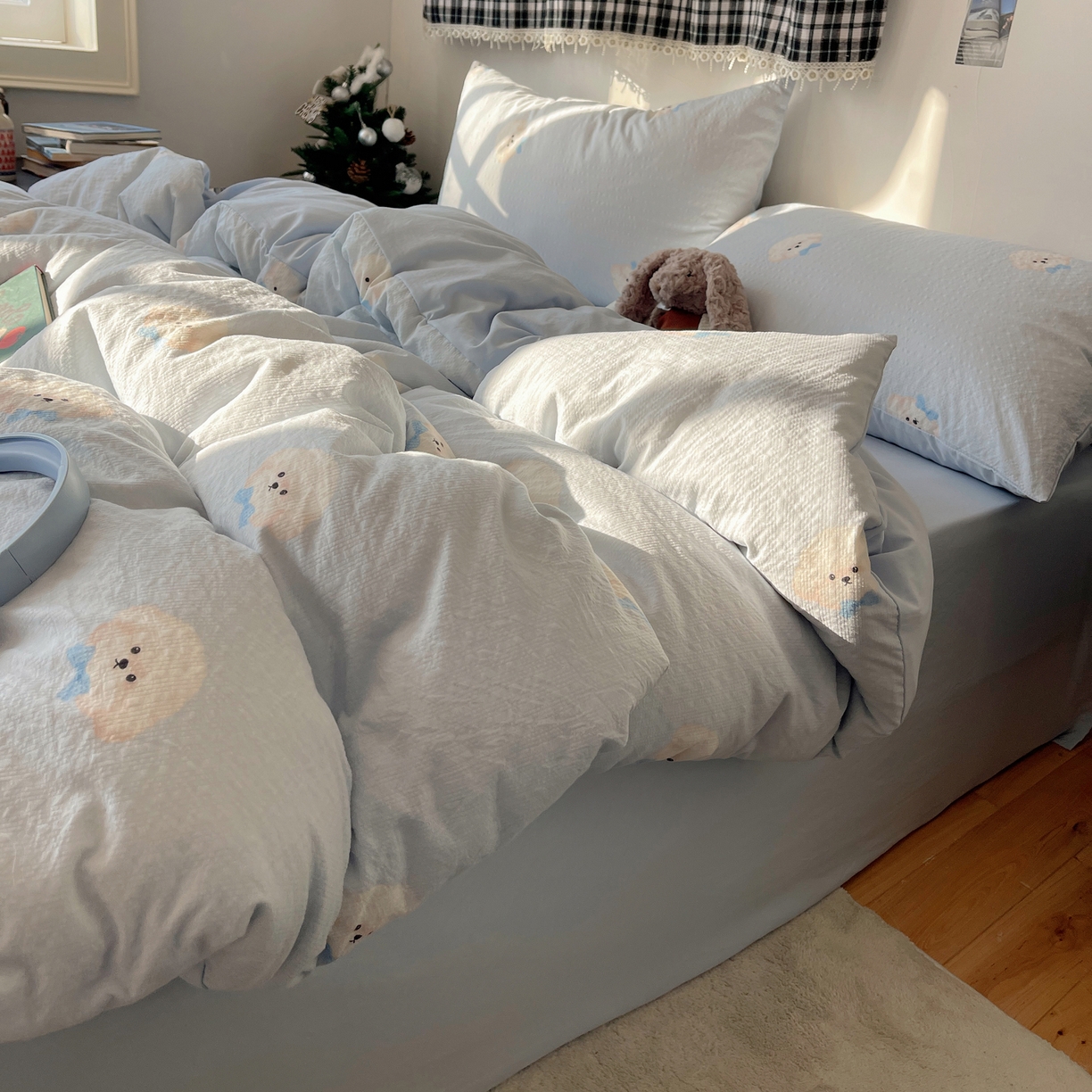 91家纺网 家纺一手货源 找家纺 沐芷 2026 高克重110g泡芙棉四件套A类床上用品被套宿舍床单三件套【提供买家秀】 绅士小狗