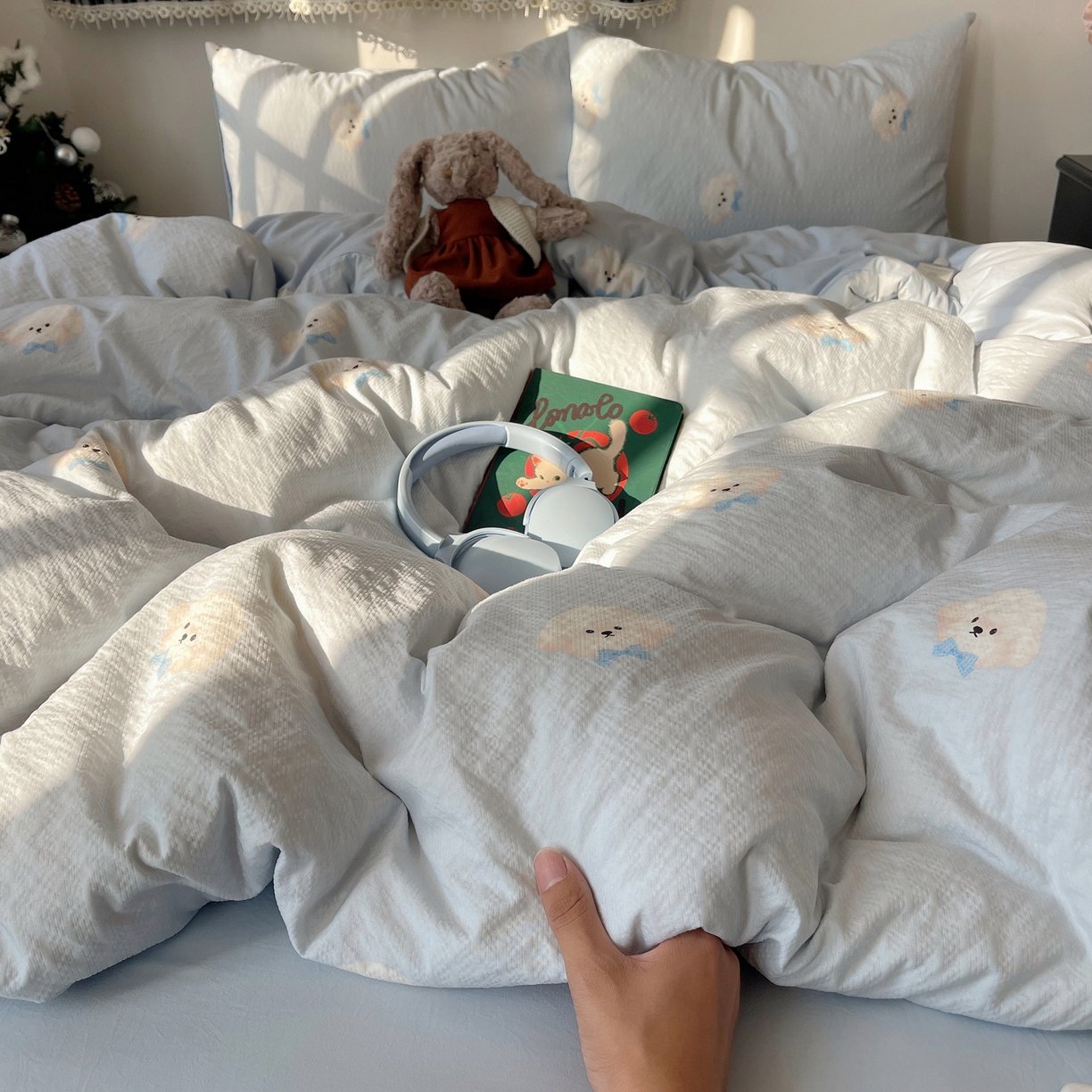 91家纺网 家纺一手货源 找家纺 沐芷 2026 高克重110g泡芙棉四件套A类床上用品被套宿舍床单三件套【提供买家秀】 绅士小狗