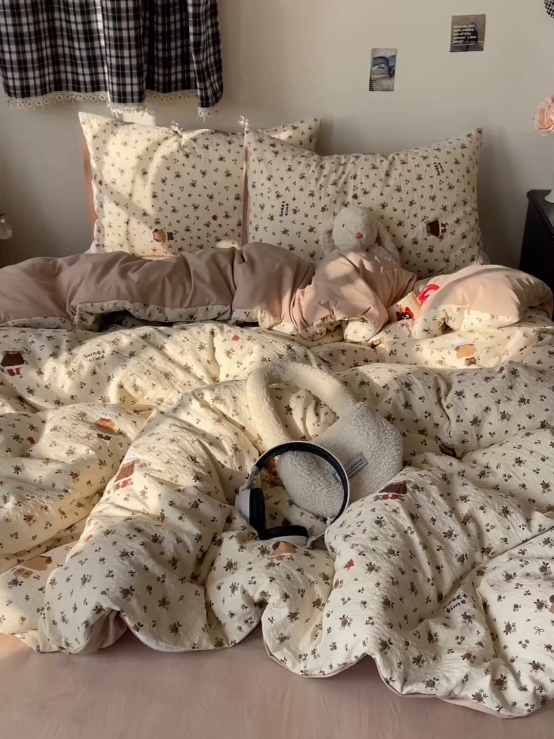 91家纺网 家纺一手货源 找家纺 沐芷 2026 高克重110g泡芙棉四件套A类床上用品被套宿舍床单三件套【提供买家秀】 咖兔花园