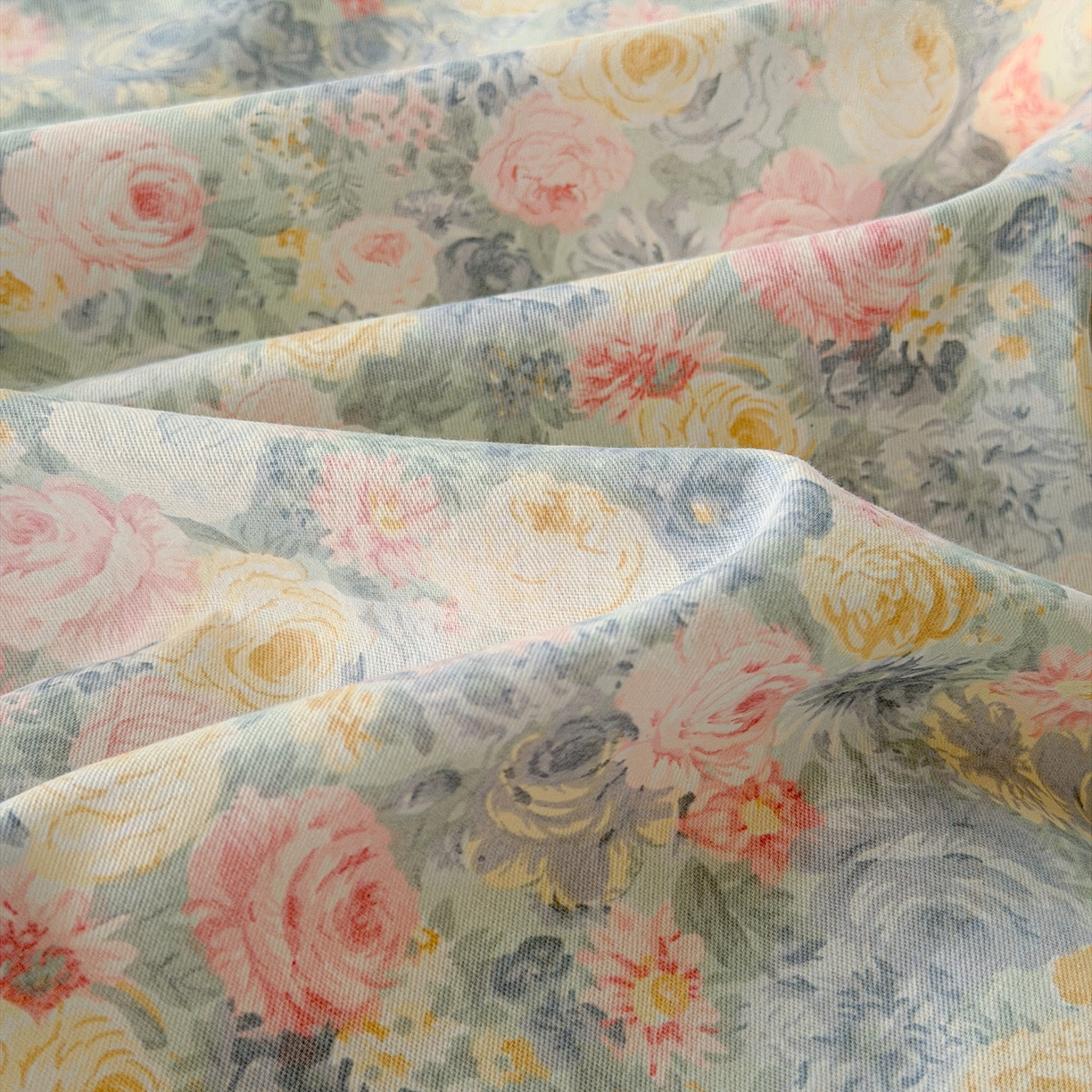 91家纺网 家纺一手货源 找家纺 乐童家纺 2026新款纯棉双层花边小清新系列四件套 岚花绪