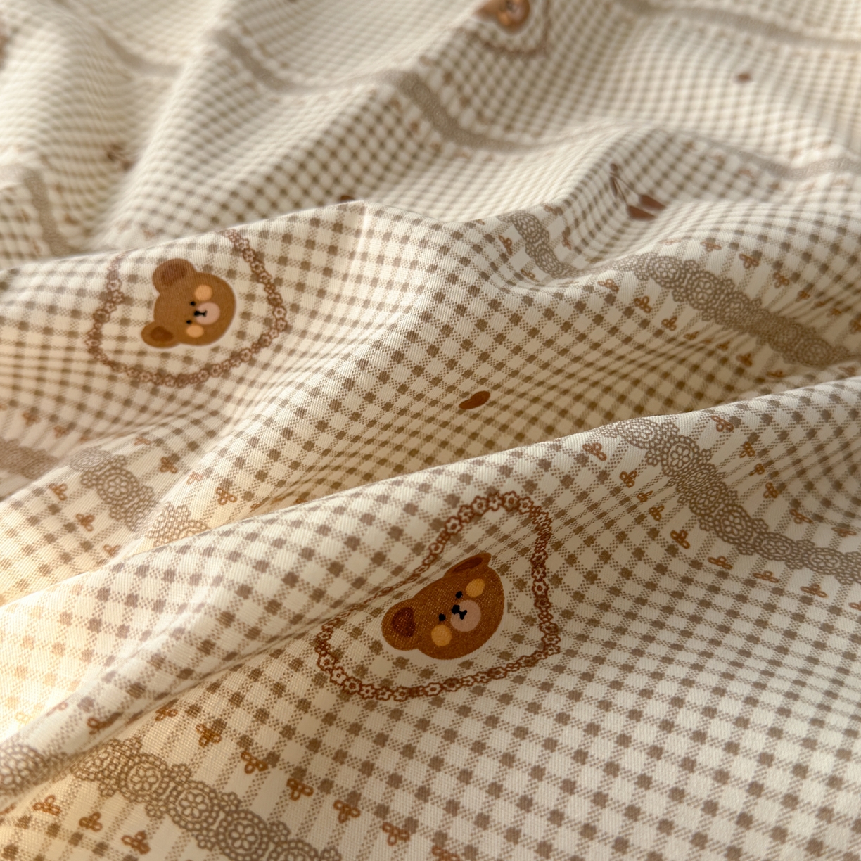 91家纺网 家纺一手货源 找家纺 乐童家纺 2026新款纯棉双层花边小清新系列四件套 熊熊相册