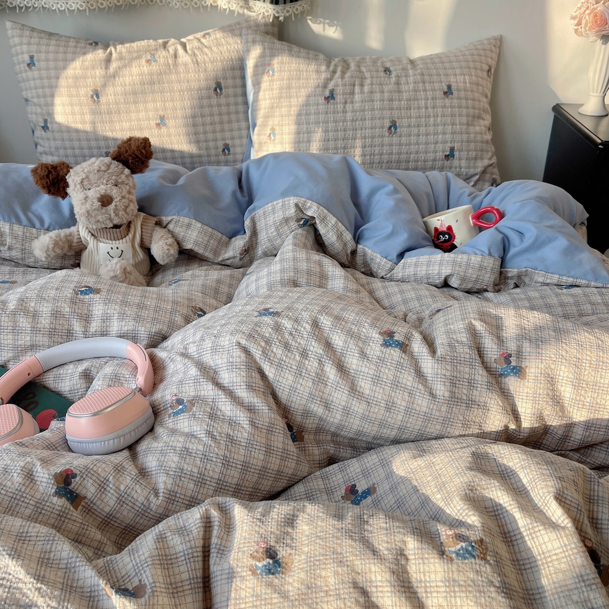 91家纺网 家纺一手货源 找家纺 沐芷 2026 高克重110g泡芙棉四件套A类床上用品被套宿舍床单三件套【提供买家秀】 别看小狗