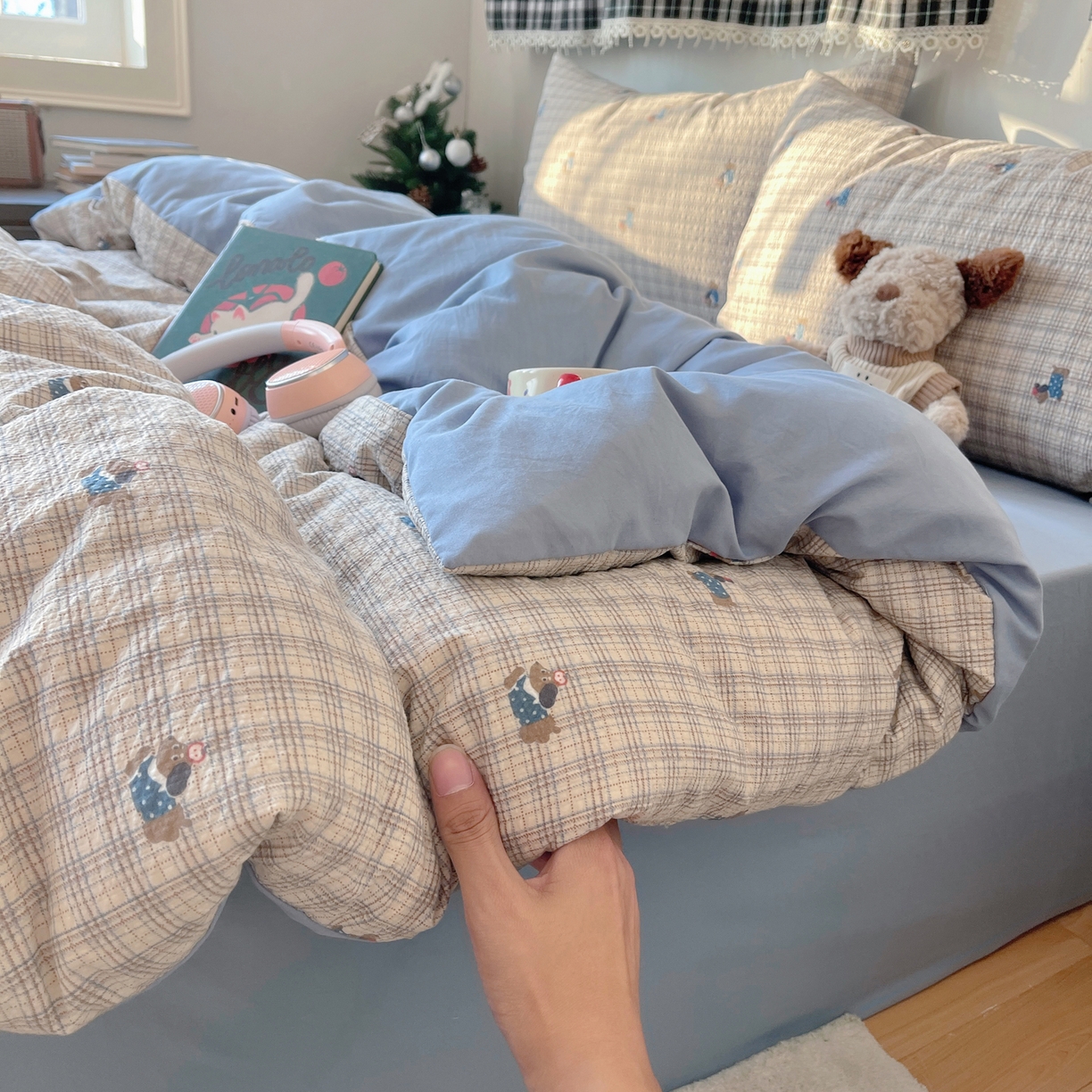 91家纺网 家纺一手货源 找家纺 沐芷 2026 高克重110g泡芙棉四件套A类床上用品被套宿舍床单三件套【提供买家秀】 别看小狗