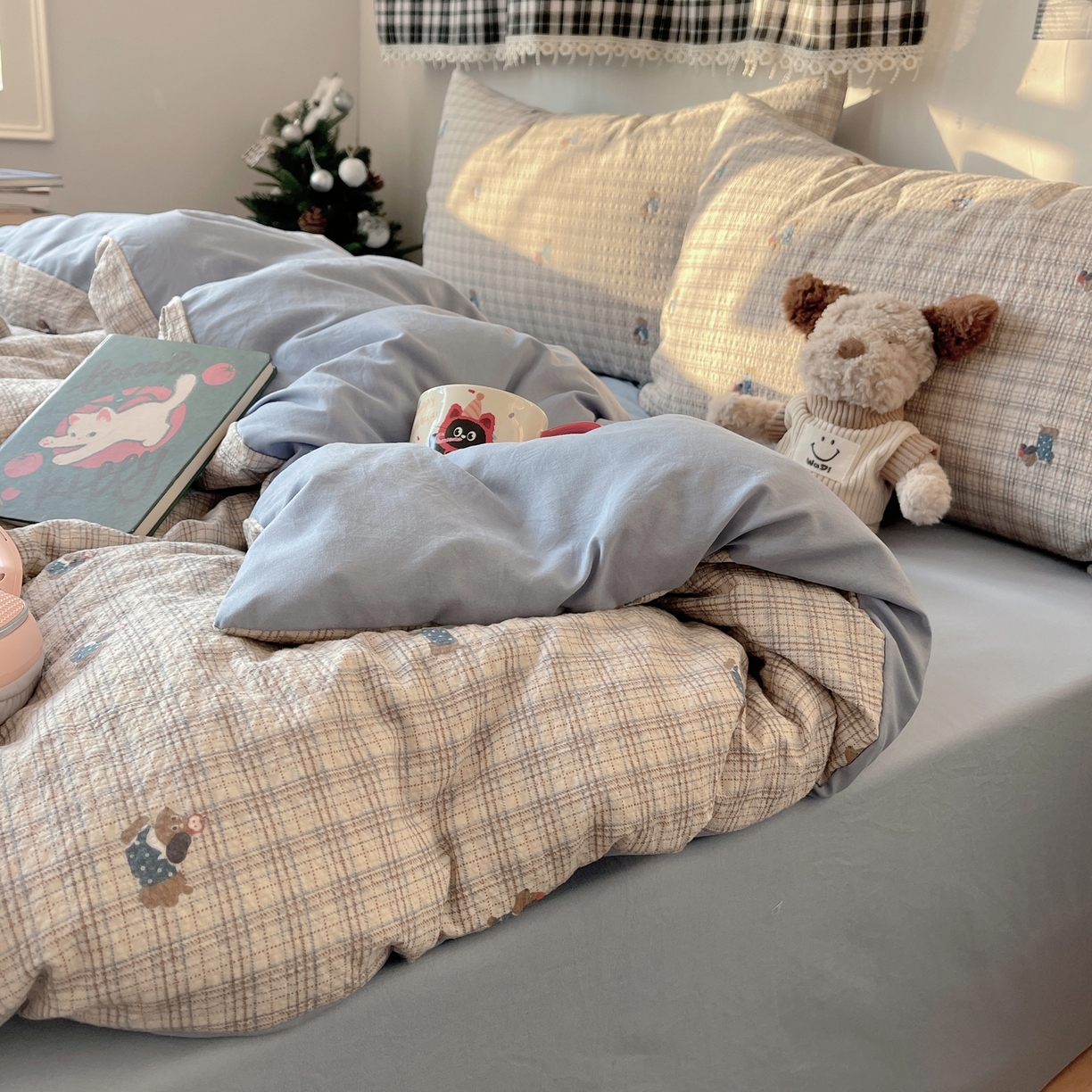 91家纺网 家纺一手货源 找家纺 沐芷 2026 高克重110g泡芙棉四件套A类床上用品被套宿舍床单三件套【提供买家秀】 别看小狗