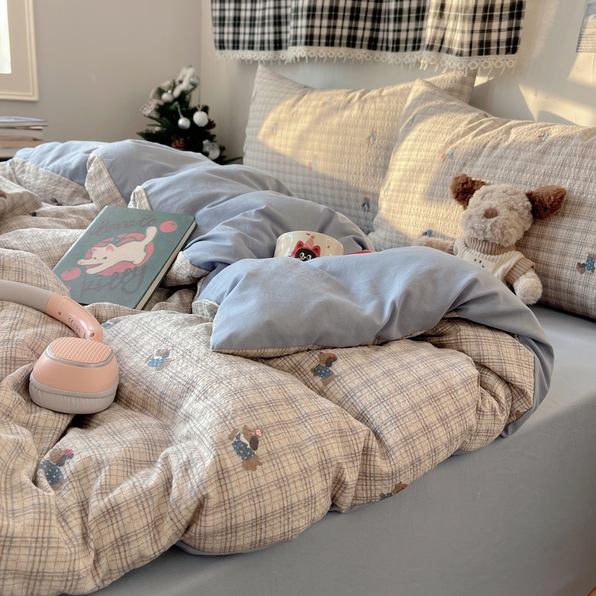 91家纺网 家纺一手货源 找家纺 沐芷 2026 高克重110g泡芙棉四件套A类床上用品被套宿舍床单三件套【提供买家秀】 别看小狗