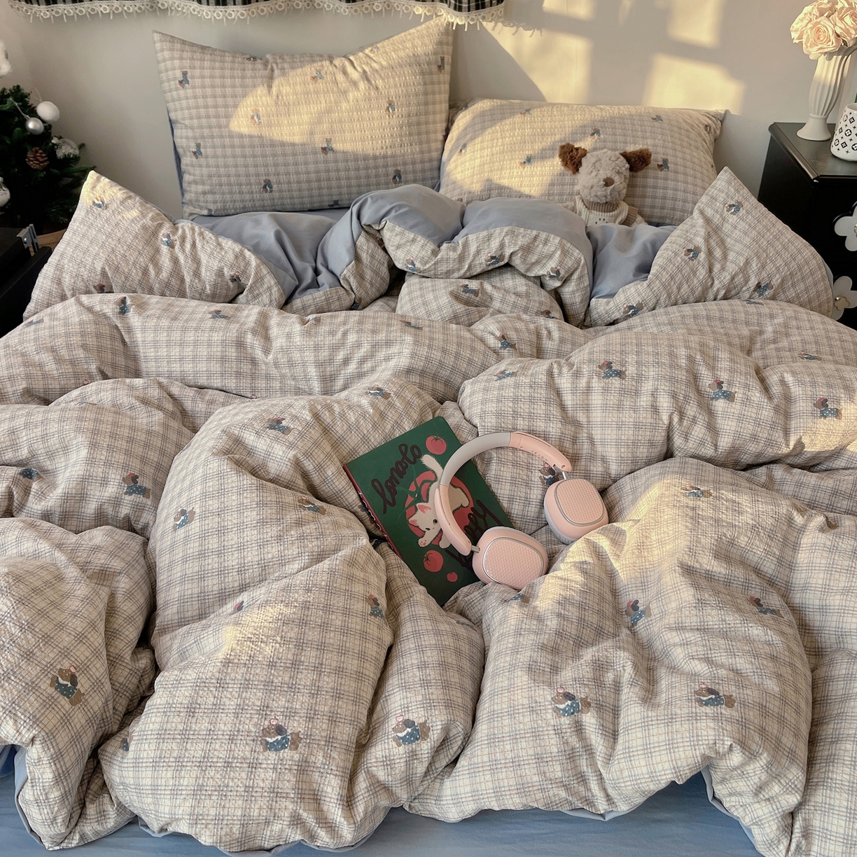 91家纺网 家纺一手货源 找家纺 沐芷 2026 高克重110g泡芙棉四件套A类床上用品被套宿舍床单三件套【提供买家秀】 别看小狗