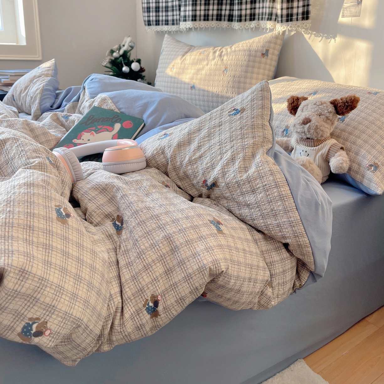 91家纺网 家纺一手货源 找家纺 沐芷 2026 高克重110g泡芙棉四件套A类床上用品被套宿舍床单三件套【提供买家秀】 别看小狗