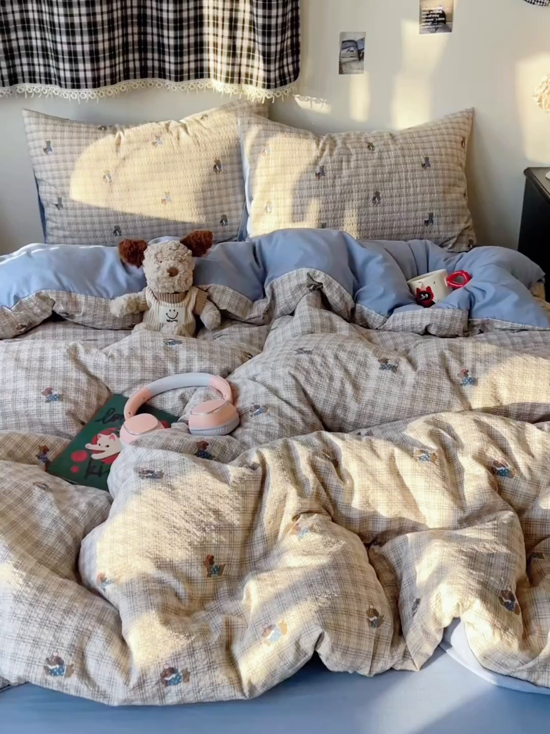 91家纺网 家纺一手货源 找家纺 沐芷 2026 高克重110g泡芙棉四件套A类床上用品被套宿舍床单三件套【提供买家秀】 别看小狗