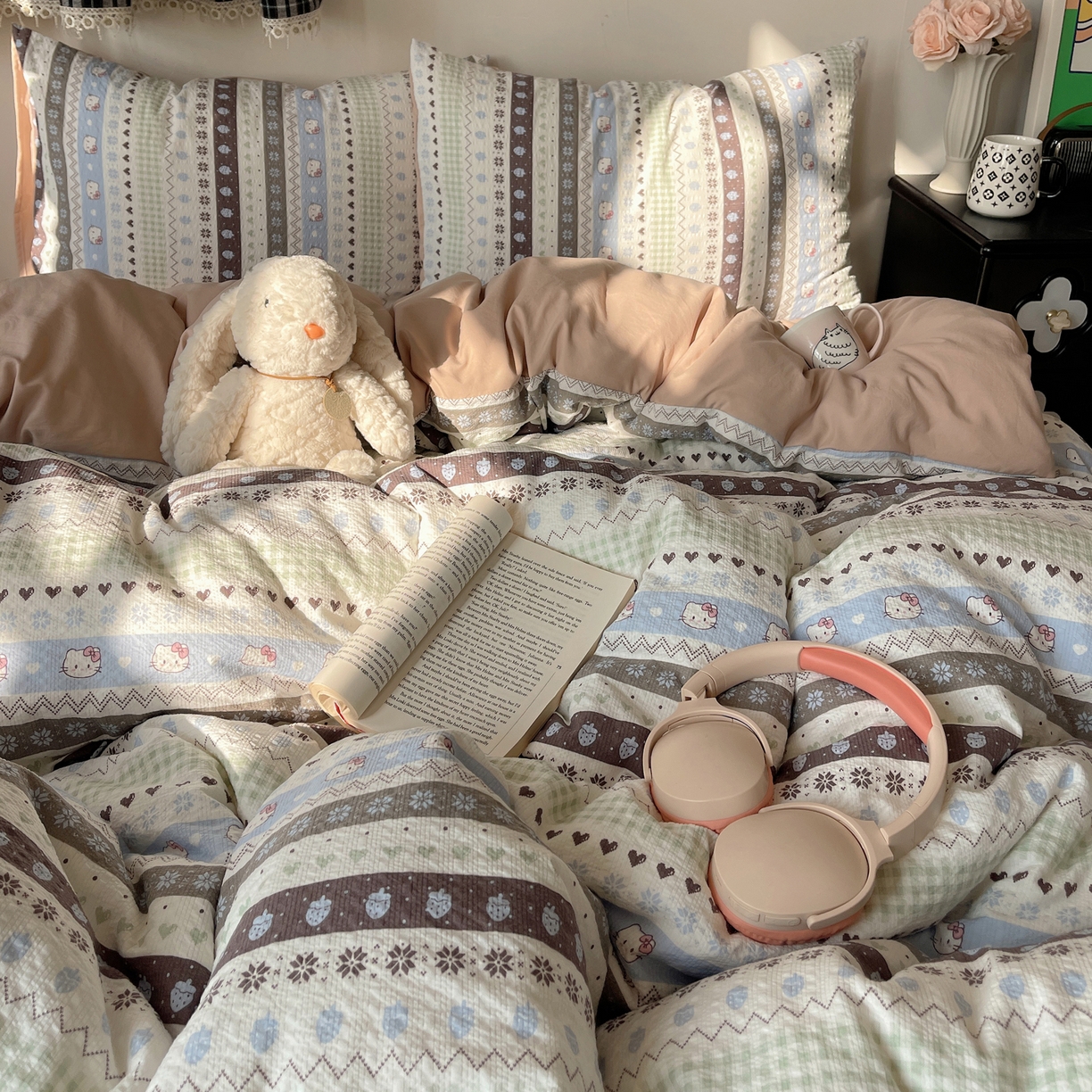 91家纺网 家纺一手货源 找家纺 沐芷 2026 高克重110g泡芙棉四件套A类床上用品被套宿舍床单三件套【提供买家秀】 猫咪集合