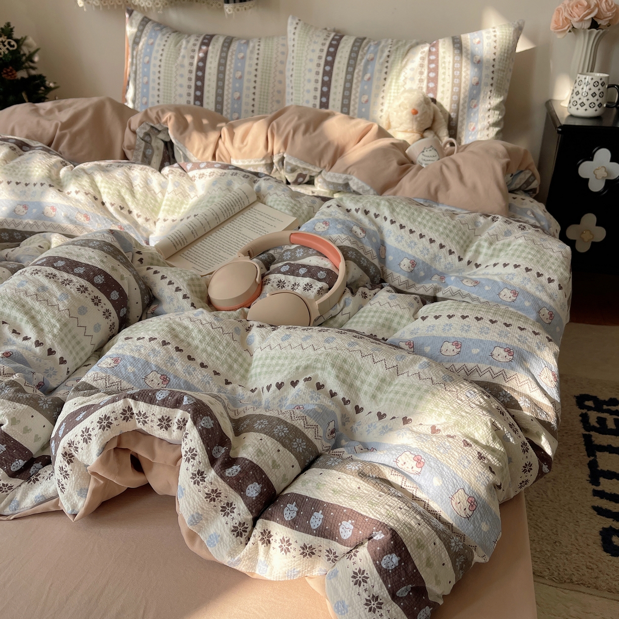 91家纺网 家纺一手货源 找家纺 沐芷 2026 高克重110g泡芙棉四件套A类床上用品被套宿舍床单三件套【提供买家秀】 猫咪集合