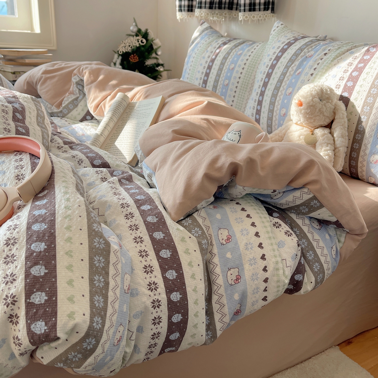 91家纺网 家纺一手货源 找家纺 沐芷 2026 高克重110g泡芙棉四件套A类床上用品被套宿舍床单三件套【提供买家秀】 猫咪集合