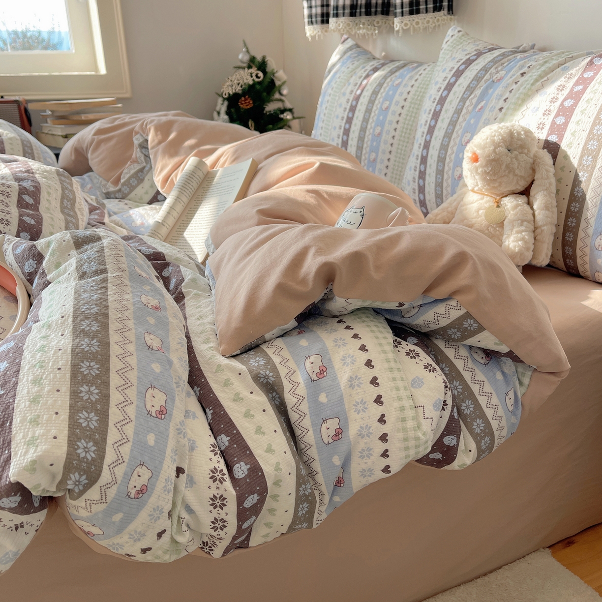 91家纺网 家纺一手货源 找家纺 沐芷 2026 高克重110g泡芙棉四件套A类床上用品被套宿舍床单三件套【提供买家秀】 猫咪集合