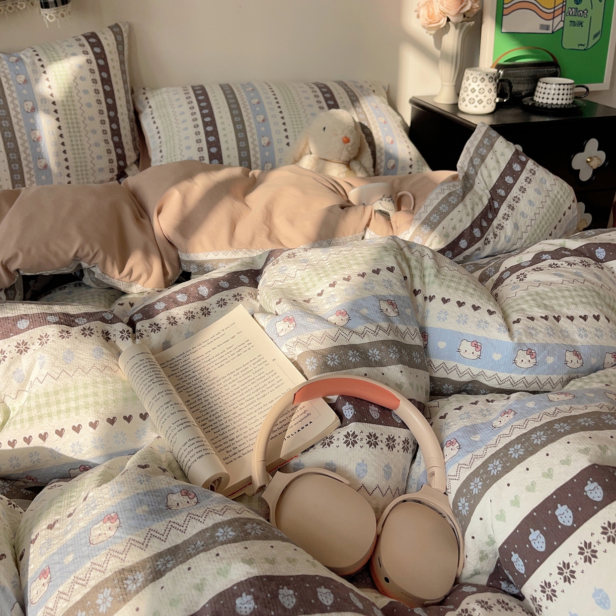 91家纺网 家纺一手货源 找家纺 沐芷 2026 高克重110g泡芙棉四件套A类床上用品被套宿舍床单三件套【提供买家秀】 猫咪集合