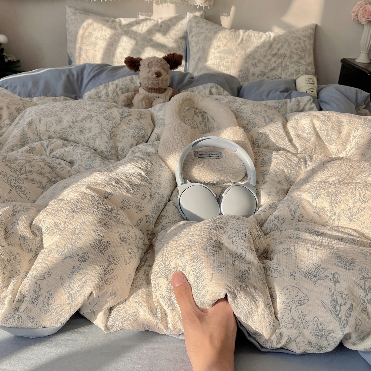 91家纺网 家纺一手货源 找家纺 沐芷 2026 高克重110g泡芙棉四件套A类床上用品被套宿舍床单三件套【提供买家秀】 绵绵奶兔