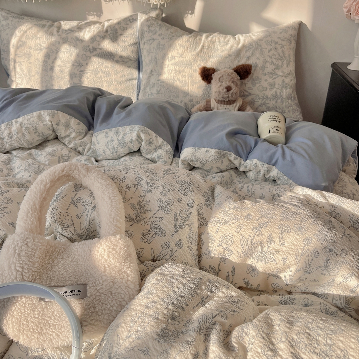 91家纺网 家纺一手货源 找家纺 沐芷 2026 高克重110g泡芙棉四件套A类床上用品被套宿舍床单三件套【提供买家秀】 绵绵奶兔